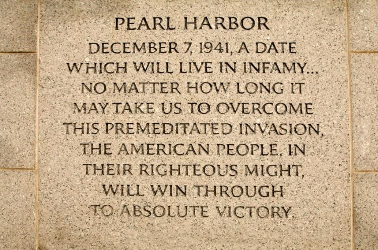 Museum of the American G.I in College Station, Texas - Image of a portion of President Roosevelt's December 8 speech engraved at the World War II Memorial in Washington