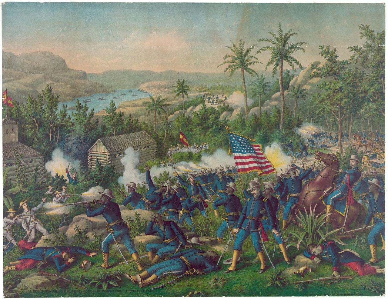 Museum of the American G.I in College Station, Texas - Image of a Painting of the Battle of Las Guasimas near Santiago June 24th, 1898