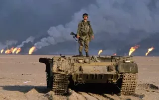 Museum of the American G.I in College Station, Texas - Image of the Reddit US soldier stands on top of destroyed Iraq tank During American Intervention & Gulf War (1992-2000)
