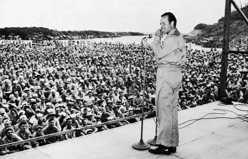 Museum of the American G.I in College Station, Texas - Image of Bob Hope performing for troops during an USO tour circa 1944