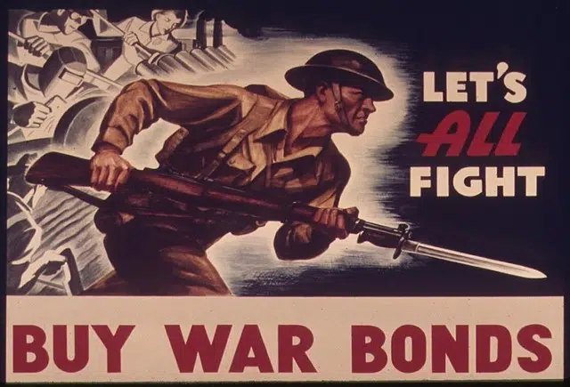Museum of the American G.I in College Station, Texas - Picture of a Poster of Let's all Fight - Buy War Bonds